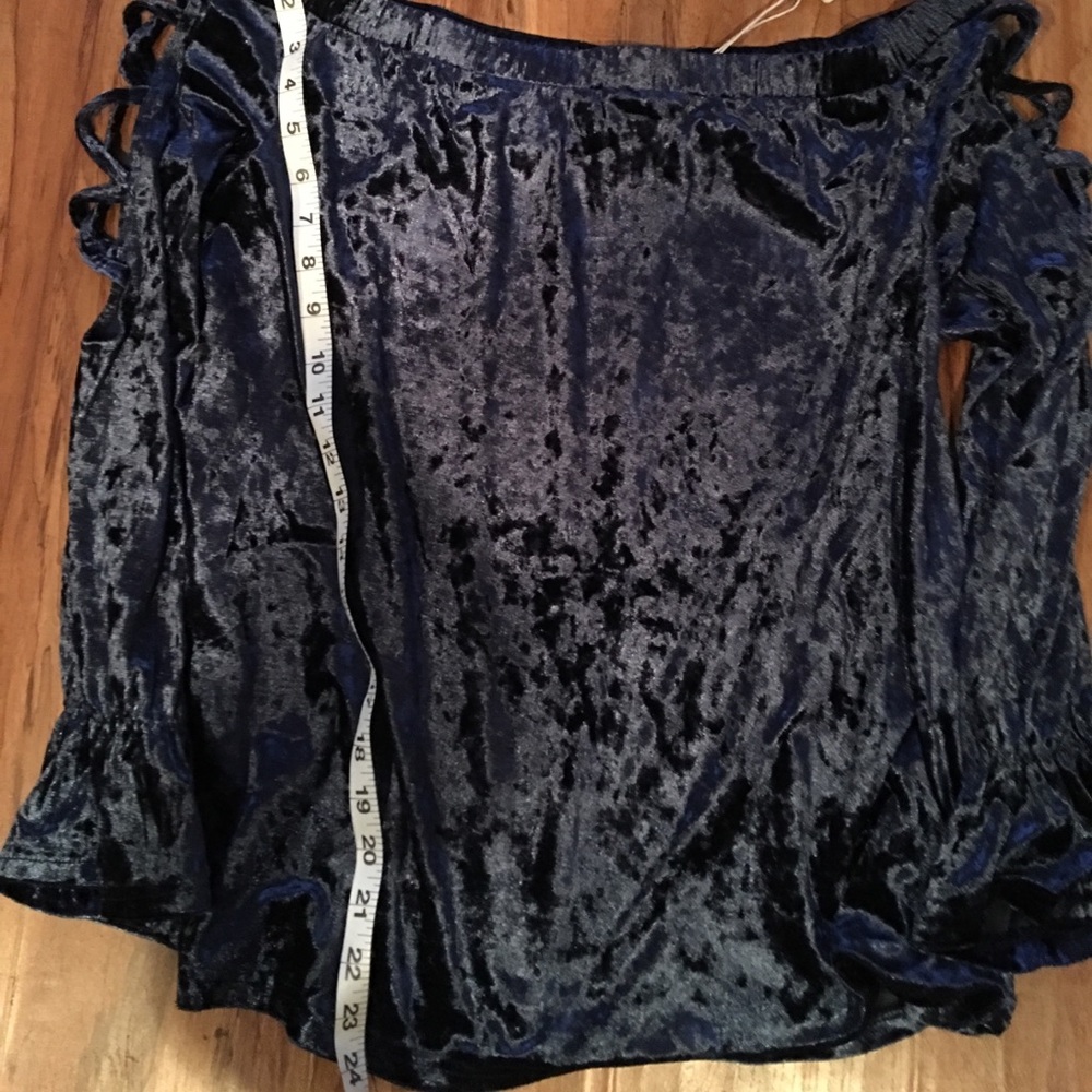 Crushed velvet blue off the shoulder top. HP ๐๐ - Picture 5 of 7